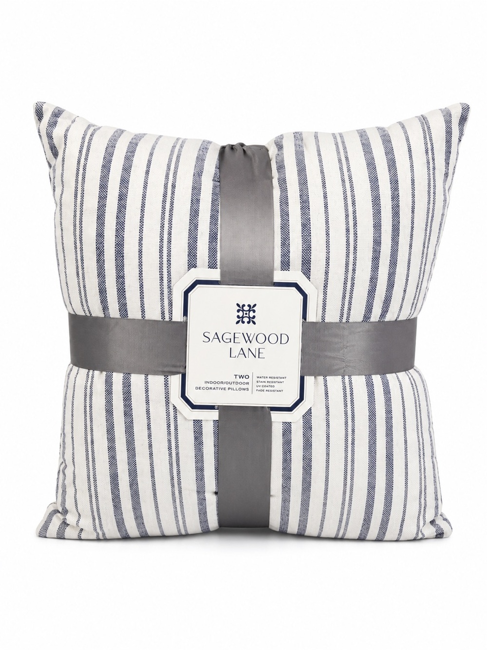 Sagewood Lane Navy & White Striped Decorative Pillows Indoor/Outdoor 2pk